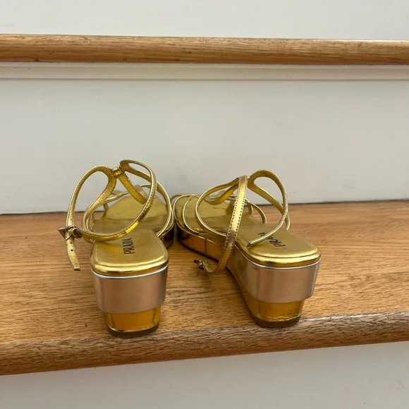 Prada Gold with Silver accent Sandals, 38.5, Made in Italy - Picture 10 of 10
